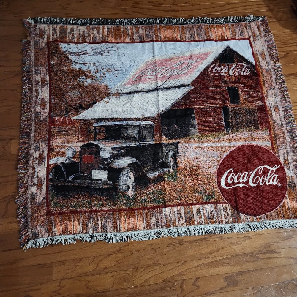 Coca‎ Cola Tapestry Throw Blanket Vintage Truck